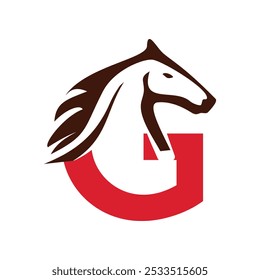 initial letter g running horse logo design template