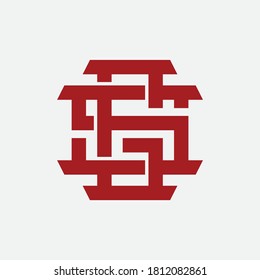 Initial letter G, S, GS or SG overlapping, interlock, monogram logo, red color on white background
