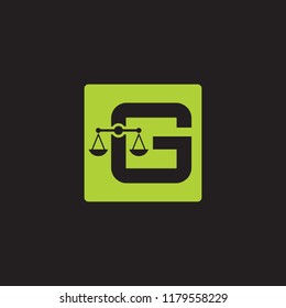 Initial letter g with scale of law logo design