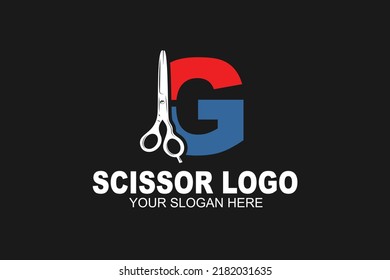 initial Letter G scissor  logo