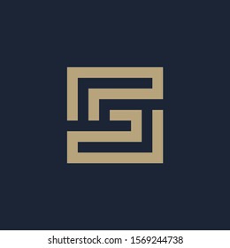 initial letter G or SG geometric with square frame line art. Suitable for business consulting, studio, room, group, decoration, building, concept design. - vector