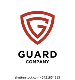 Letra inicial G Shield Armor para Secure Safe Secret Strong Smart Label Emblem Badge diseño vectorial