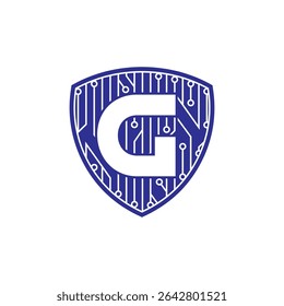 Initial Letter G, Shield Electronic Logo Design