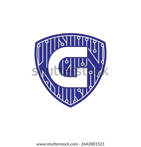 Initial Letter G, Shield Electronic Logo Design