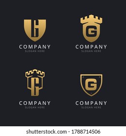 Initial Letter G and shield with golden style