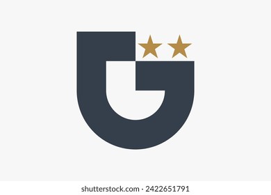 Letra inicial G Shield y plantilla de logotipo Star. Símbolo de protección militar utilizable para logotipos de empresas y marcas, tecnología, guardia de Internet, compañía de seguridad. Símbolo de seguridad e identidad fuerte.