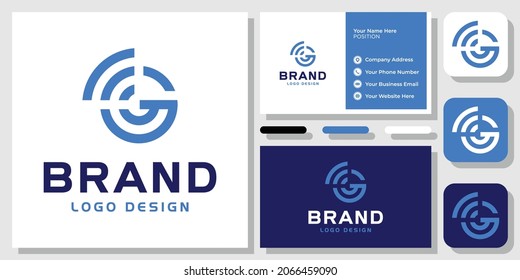 Initial Letter G Signal Connect Circle Wireless Internet Wifi Logo Design with Business Card Template