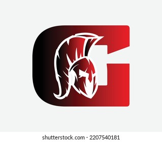 logotipo inicial de la letra G espartana, logotipo de gimnasio y fitness