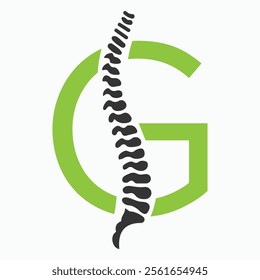 Initial Letter G Spine Logo Concept For Chiropractic Logo Design, Medical Physiotherapy Symbol