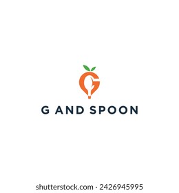 Letra inicial G con ilustración vectorial de diseño de logotipo de restaurante de comida cuchara