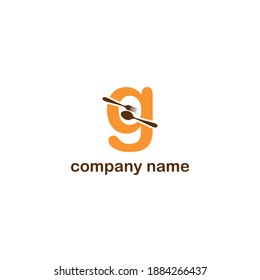 Anfangsbuchstabe g mit Löffel und Gabel für Restaurant, Catering, Kantine, Küche, Cook Logo Design Vektorkonzept