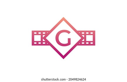 Initial Letter G Square mit Filmstreifen für Filmfilmfilmstudio Logo-Inspiration