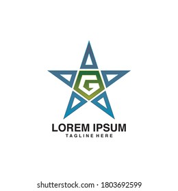 Anfangsbuchstaben G Sterne Logo-Vorlage
