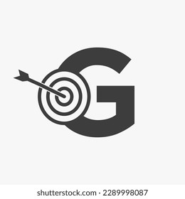 Initial Letter G Success Logo Combine with Bow Target  Icon