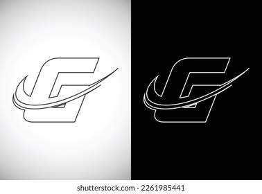 Initial letter G with a swoosh line art-style logo. Modern vector logotype for business and company identity.