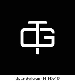 Initial letter G and T, GT, TG, overlapping interlock monogram logo, white color on black background