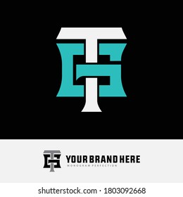 Initial letter G, T, GT or TG overlapping, interlock, monogram logo, white and blue color on black background