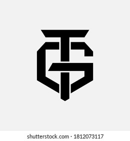 Initial letter G, T, GT or TG overlapping, interlock, monogram logo, black color on white background