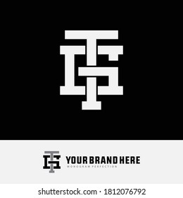 Initial letter G, T, GT or TG overlapping, interlock, monogram logo, white color on black background
