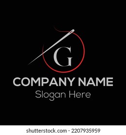 Initial Letter G Tailor Logo, Needle and Thread Combination. Needle logo, Embroider, Textile, Fashion, Cloth, Fabric Template