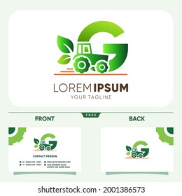 Initial Letter G Tractor Agriculture Gardening Logo Design Vector Graphic Icon Emblem Illustration