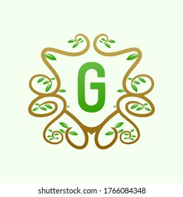 initial letter G tree icon design logo template