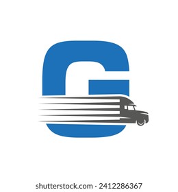 Initial Letter G Truck Logo For Transportation Symbol. Transportation Logotype