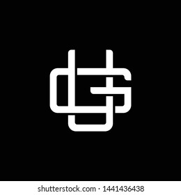 Initial letter G and U, GU, UG, overlapping interlock monogram logo, white color on black background