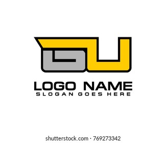 Initial letter G & U logo template vector