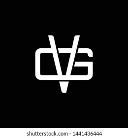 Initial letter G and V, GV, VG, overlapping interlock monogram logo, white color on black background