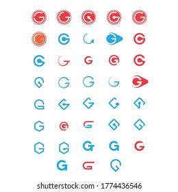 Initial Letter G vector logo set. Letter g icon set.  Stock illustration.