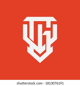 Initial letter G, W, GW or WG overlapping, interlock, monogram logo, white color on orange background