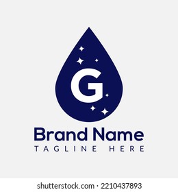 Initial Letter G Wash Logo, Drop and Wash Combination. Drop logo, Wash, Clean, Fresh, Water Template