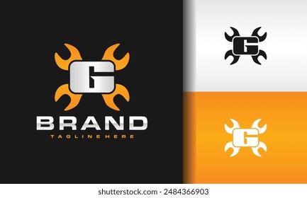 initial letter G wrench logo
