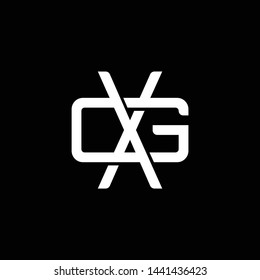 Initial letter G and X, GX, XG, overlapping interlock monogram logo, white color on black background