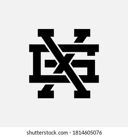 Initial letter G, X, GX or XG overlapping, interlock, monogram logo, black color on white background