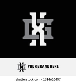 Initial letter G, X, GX or XG overlapping, interlock, monogram logo, white and gray color on black background