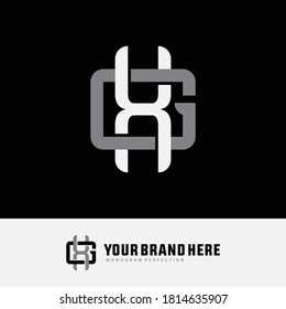 Anfangsbuchstaben G, X, GX oder XG, überlappend, interlock, Monogramm-Logo, weiß-graue Farbe auf schwarzem Hintergrund