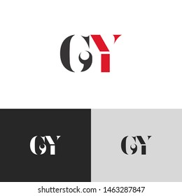 Initial Letter g y gy uppercase modern logo design template elements. red letter Isolated on black white grey background. Suitable for business, consulting group company.