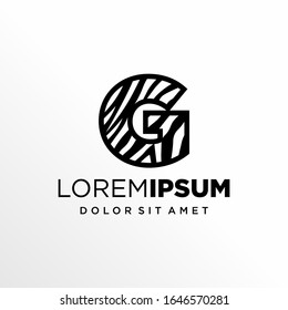 Diseño de logotipo de letra inicial G cebra