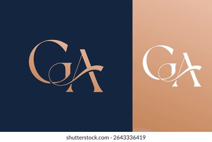 Initial letter GA AG logo design vector illustration for couple, wedding, and business