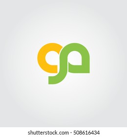 Initial Letter GA CN ON Linked Rounded Lowercase Logo Orange Green