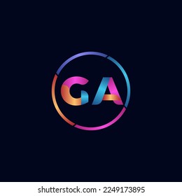 Initial letter GA curve rounded logo, gradient vibrant colorful glossy colors