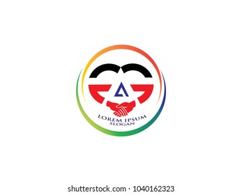 Initial Letter GA Design Logo Vector Graphic Branding Letter Element. Team Work Play Logo. Community sign. Unity symbol. Company Staff. Public organization. Good relationship colleagues.