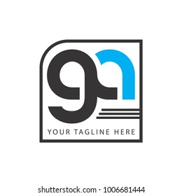 Initial Letter GA Linked Circle Lowercase Logo Black Blue Icon Design Template Element