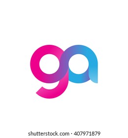 initial letter ga linked circle lowercase logo pink blue purple