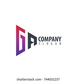 Initial Letter GA Linked Triangle Design Logo