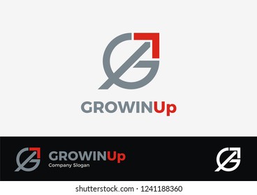 Initial letter GA logo with arrow up icon