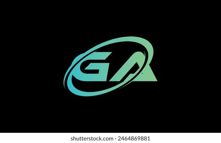 Initial Letter GA Logo. Creative And Modern GA logo Design on black background.