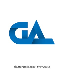 Initial letter GA logo design concept in modern blue color